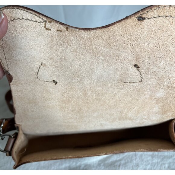Jagger Vintage Brown Leather Saddlebag Purse With Adjustable Strap & Unique - Picture 5 of 10